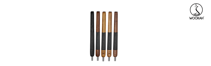 WOOKAH Schwarze Leder-Mundstücke - Premium Holz-Zubehör für Shishas